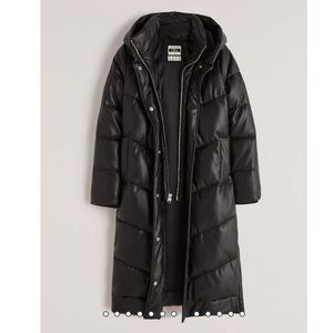 NWT Abercrombie Vegan Leather Ultra Long Puffer